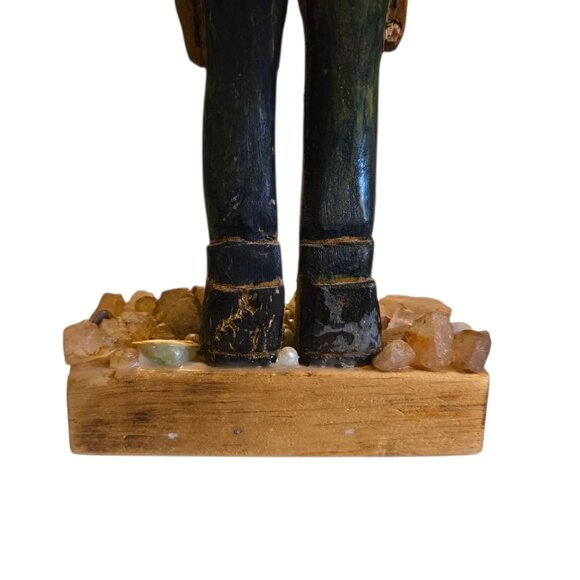 Cowboy Hillbilly Statue Hand Carved Wooden Folk Art Sculpture 11 Inch Vintage - Picture 12 of 16